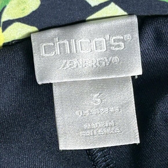 Chico's Zenergy Skort Womens 3 Blue Lemon Floral Print Pull On Pockets Travel - Picture 3 of 12